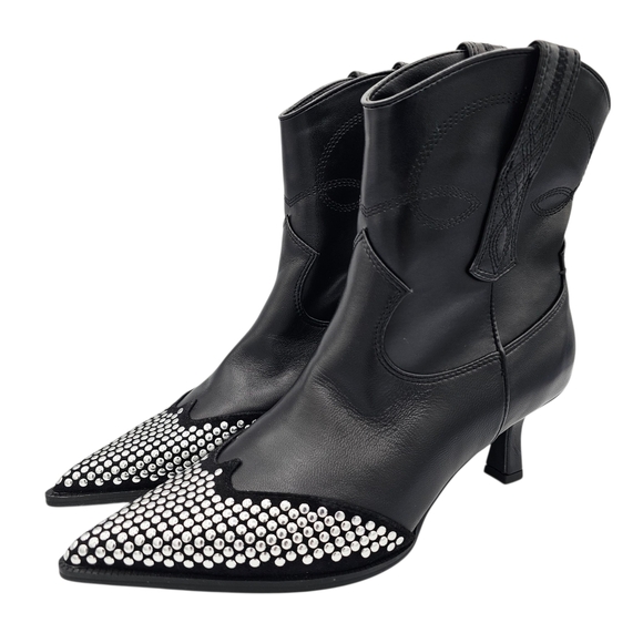 Circus NY by Sam Edelman Yolanda Metal-Studded Kitten-Heel Western Booties 6.5 - Picture 1 of 14